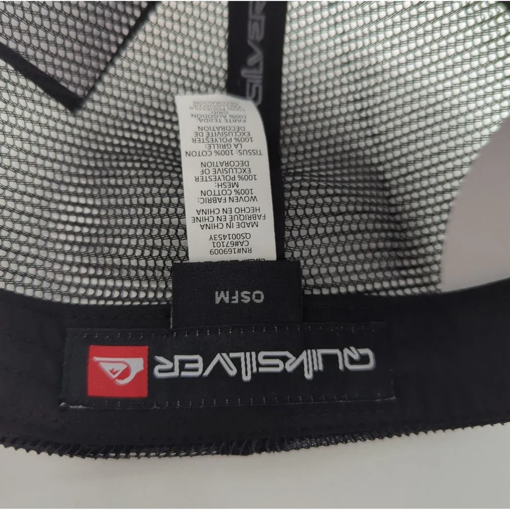 Quiksilver Black Trucker Hat Mountain‎ Palm Leather Patch Snapback QS001453Y NEW